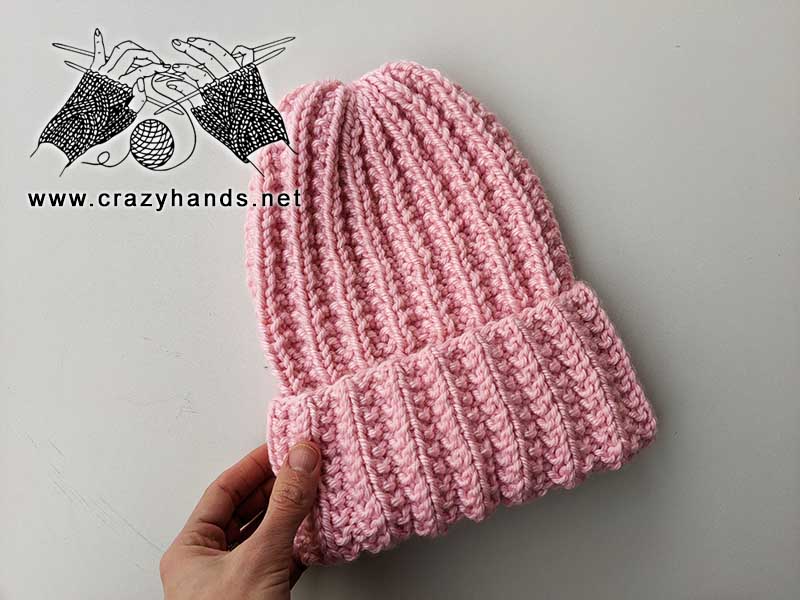 bulky ribbed knit hat made in two rows only