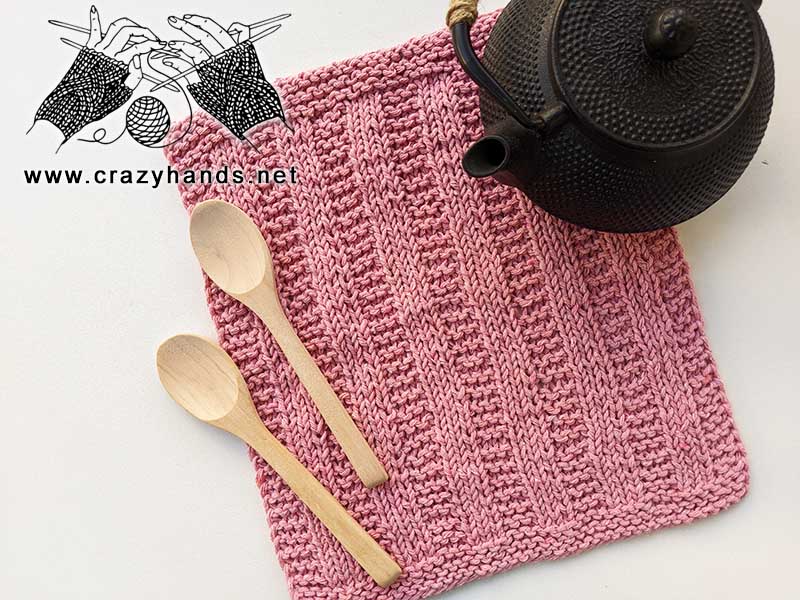 square knit kitchen towel made using only knit and purl stitches