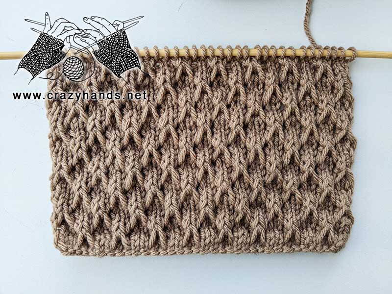 diagonal knot knit stitch pattern