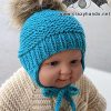 garter stitch newborn baby knit hat with earflaps