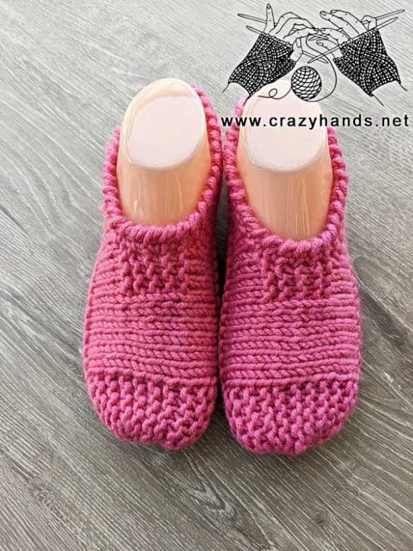 Free Flat Knit Two-Needles Slippers Pattern · Crazy Hands