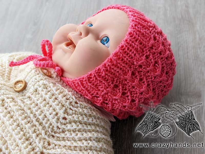newborn baby lace knit bonnet pattern