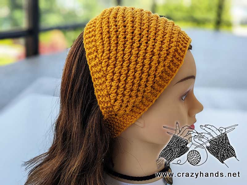 popcorn stitch wide knit headband pattern