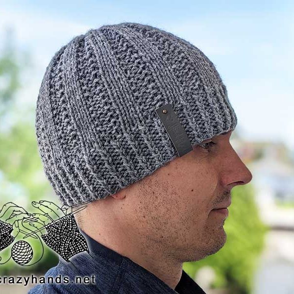 knit hat for man made on circular needles