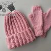 chunky knit fingerless gloves and ribbed hat set