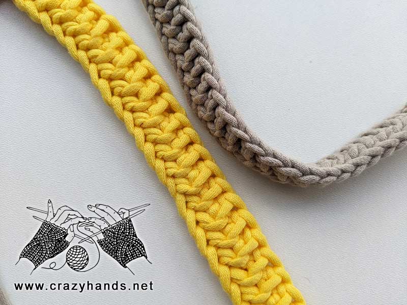 two knit belt straps - gray and yellow