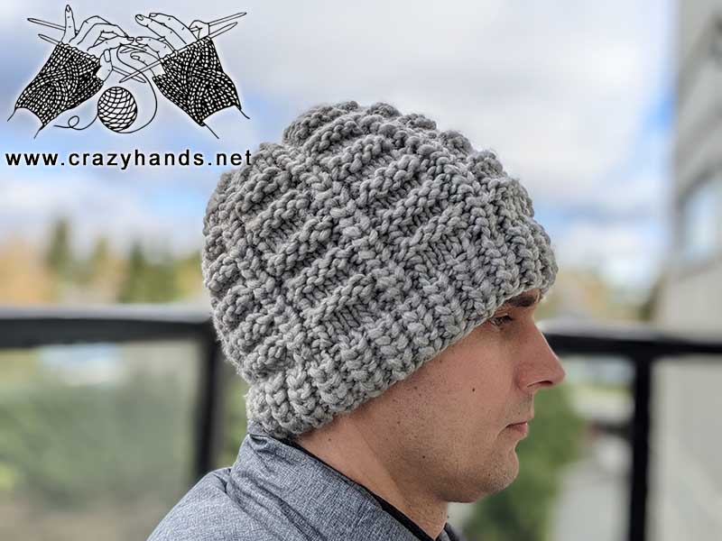 Ads-Free Chunky Knit Men's Slouchy Hat Pattern · Crazy Hands