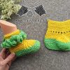 knit baby booties made on straight needles