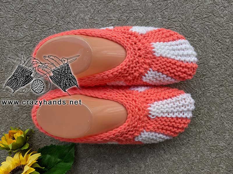 flat knit striped slippers - top view