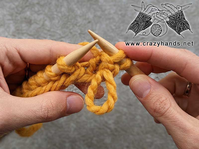 knit loopy stitch - row two, step six