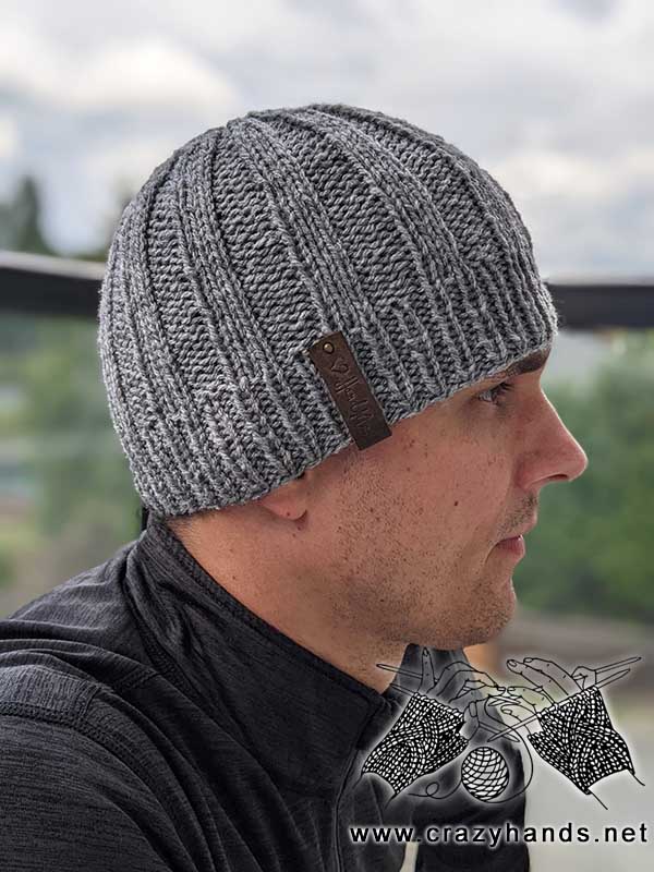 classic winter knit hat for men - right side view