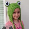 knit frog hat on a 6 years old girl