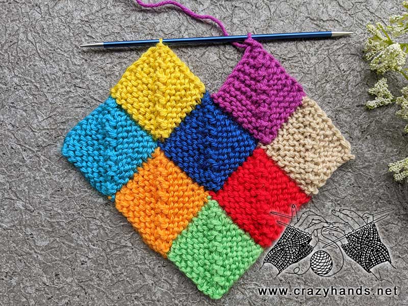 knit patchwork square blanket without one piece