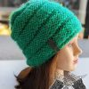 knit reversible chunky hat for women