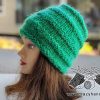 reversible knit chunky hat on mannequin's head - left side view