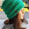 reversible knit chunky hat on mannequin's head - right side view