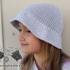 summer knit bucket hat on a girl model