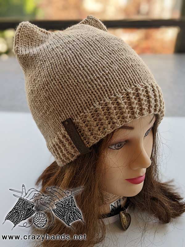 knit cat ears hat on the mannequin head