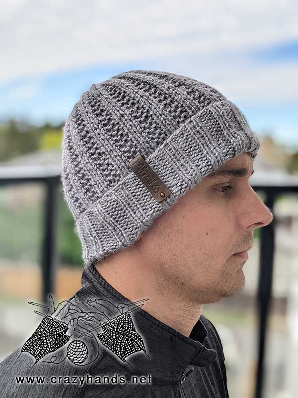 knit ribbed hat on a male model