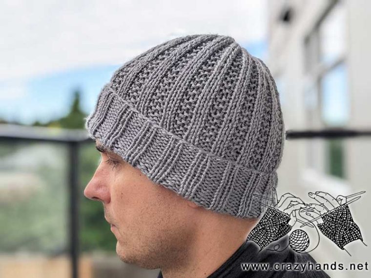 Free Knit Ribbed Men's Hat Pattern · Crazy Hands