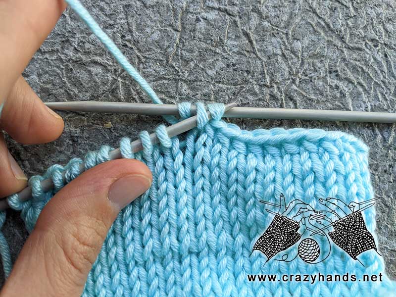 knit non-rolling bind-off stockinette stitch - step 2