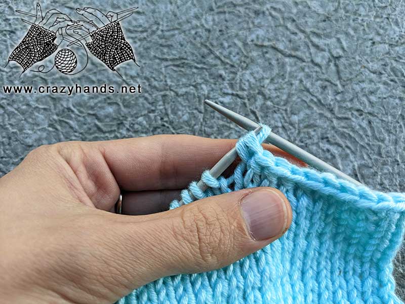 knit non-rolling bind-off stockinette stitch - step 3