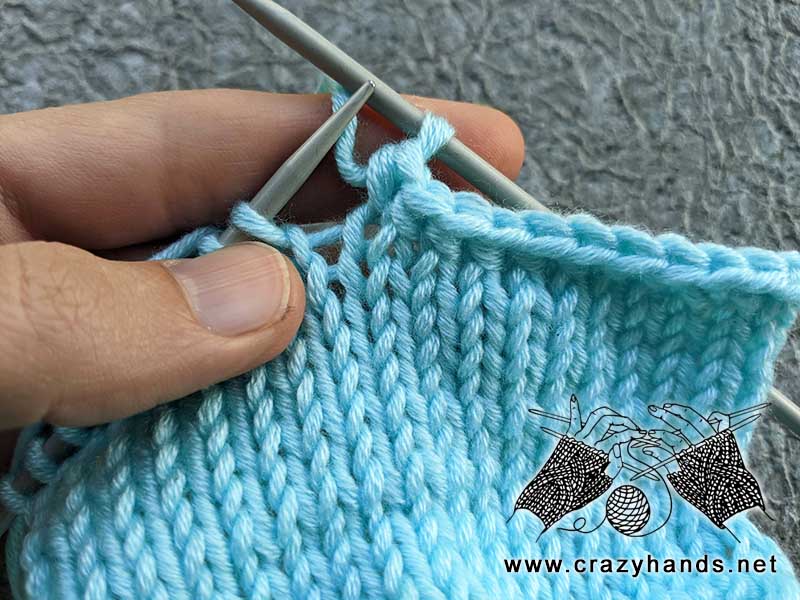 knit non-rolling bind-off stockinette stitch - step 4