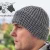 knit warm men's beanie with a fixed double brim