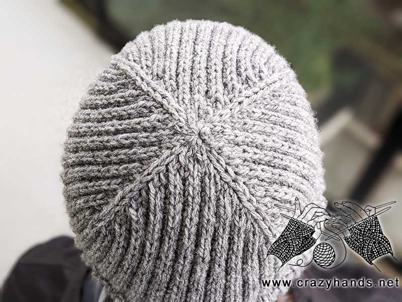 crown's look of a men's knit beanie with a fixed double brim