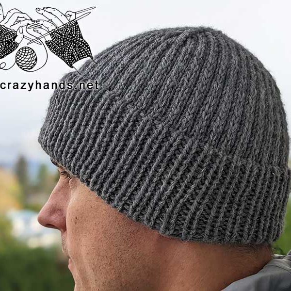 knit warm men's beanie with a fixed double brim pattern