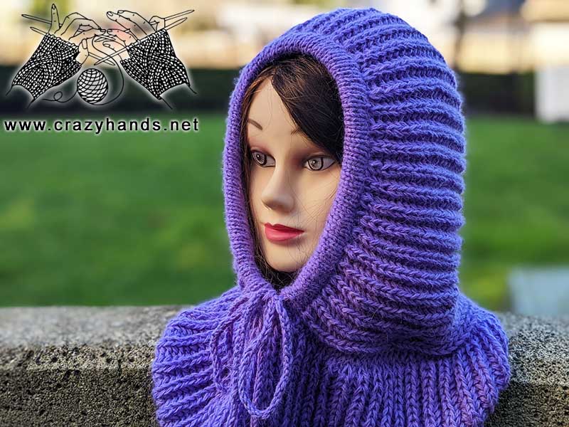 knit ribbed hooded cowl pattern