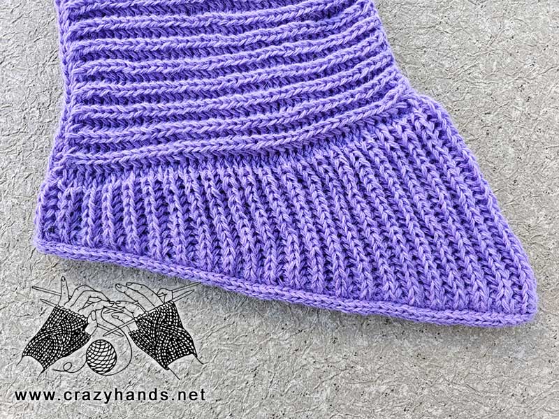 short rows for chest cover of the knit ribbed hooded cowl