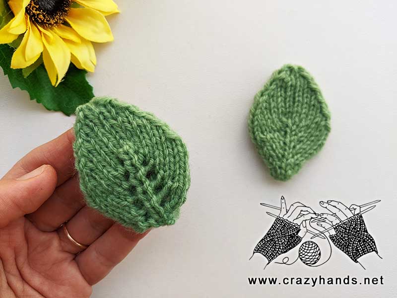 a pair of green double-layer knitted leaves