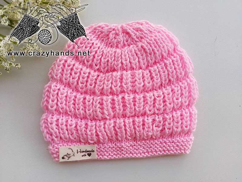 brioche stitch baby knit hat