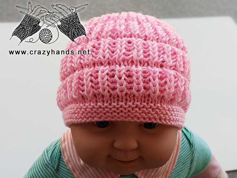 flat knit brioche stitch baby hat pattern