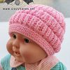 flat knit brioche stitch hat on a baby mannequin