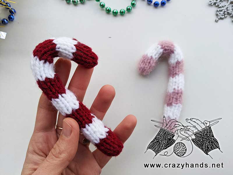 knit candy cane ornament pattern