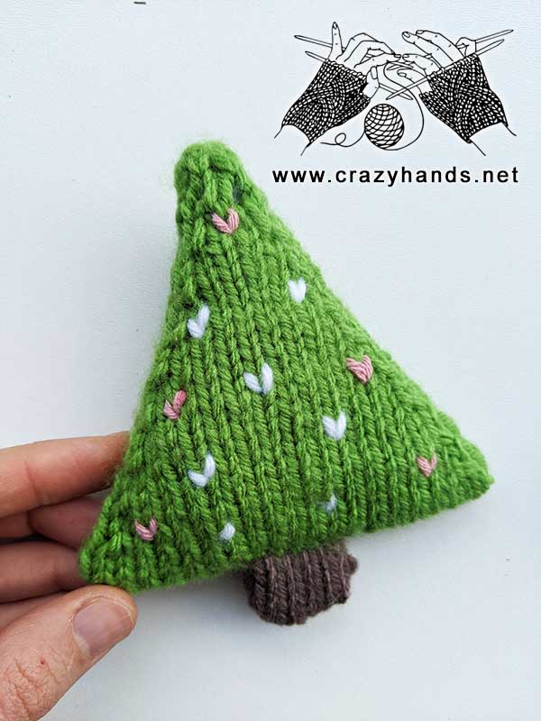 knit Christmas green tree ornament