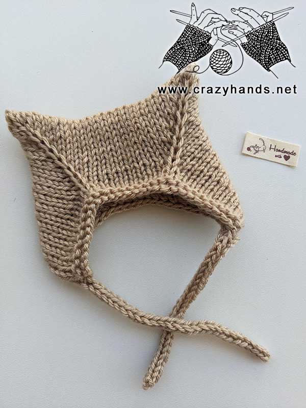 knit kitty toy hat with straps