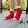 knit no-heel spiral socks on female model feet