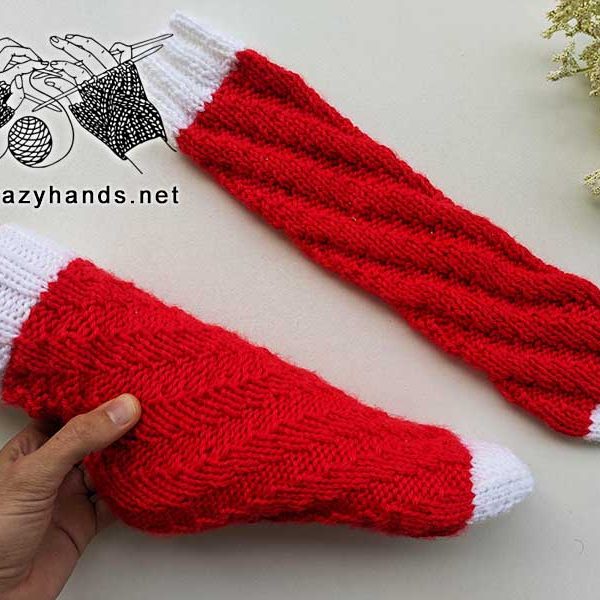 knit no-heel Santa spiral socks pattern