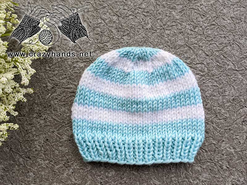newborn baby knit striped beanie pattern