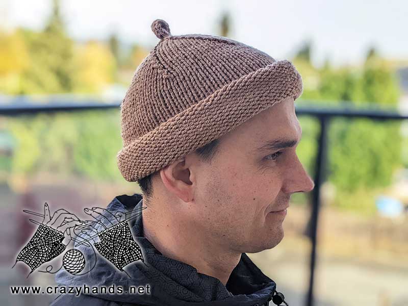 knit docker hat on male model