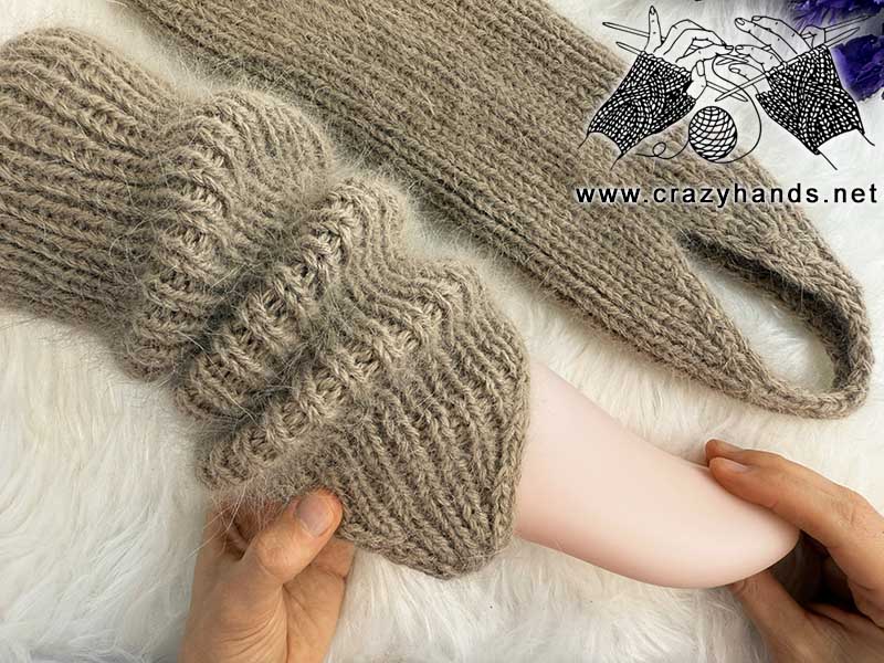 knit stirrup leg warmer on the mannequin foot