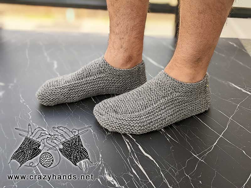 flat knit low-cut men's size slippers pattern
