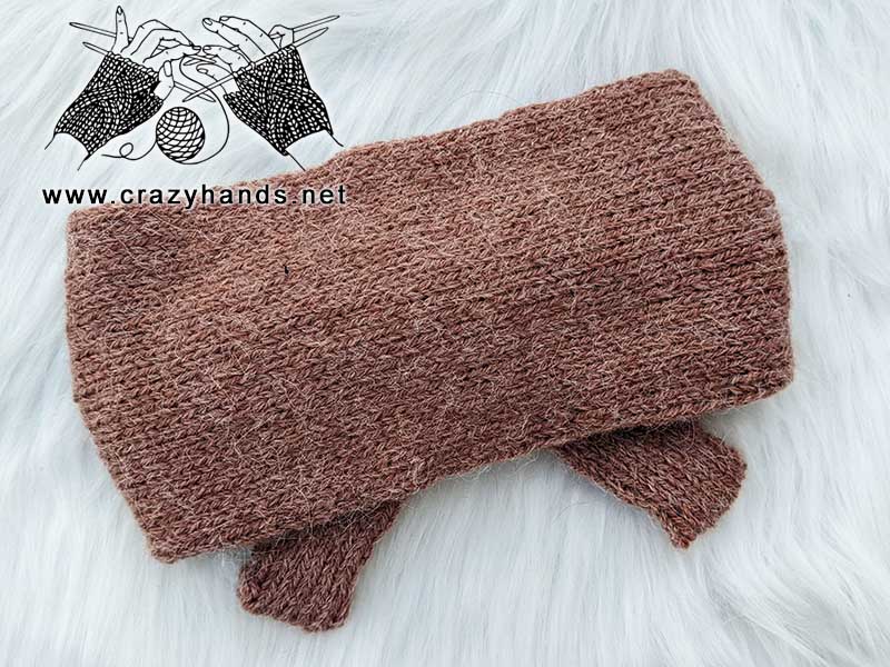 knit headband with ties - front side view