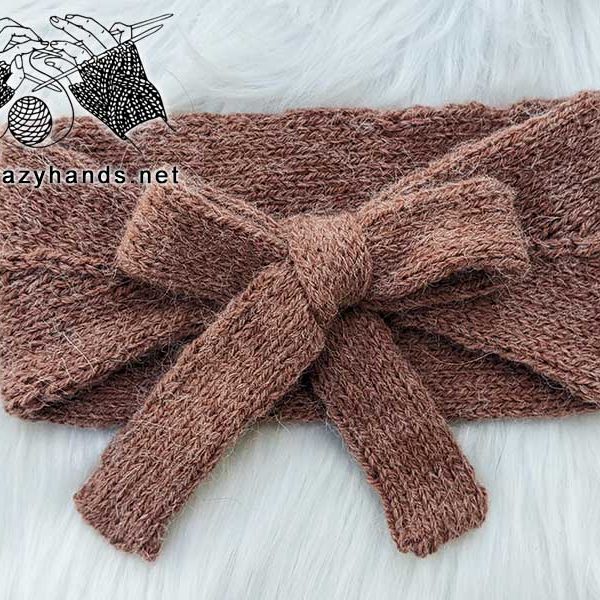 knit headband with ties pattern