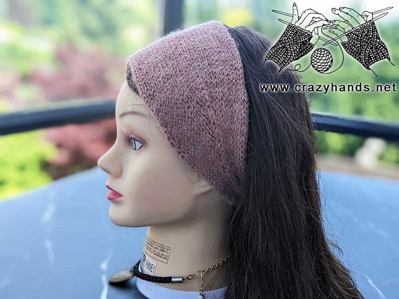 knit headband with ties on a mannequin head - left side view