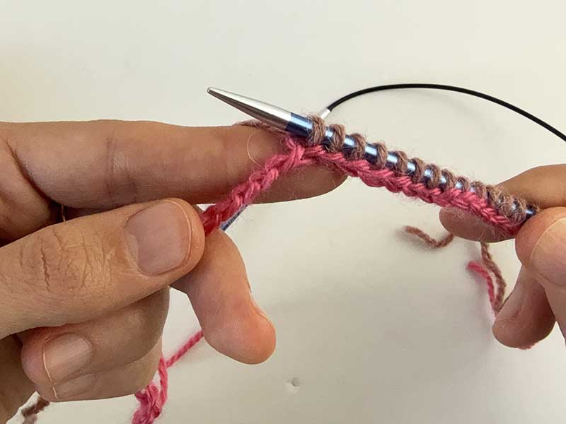 knit headband with ties provisional cast on method - step 2
