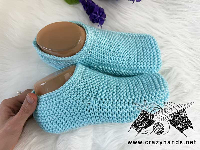 knit cozy house slippers - close-up view